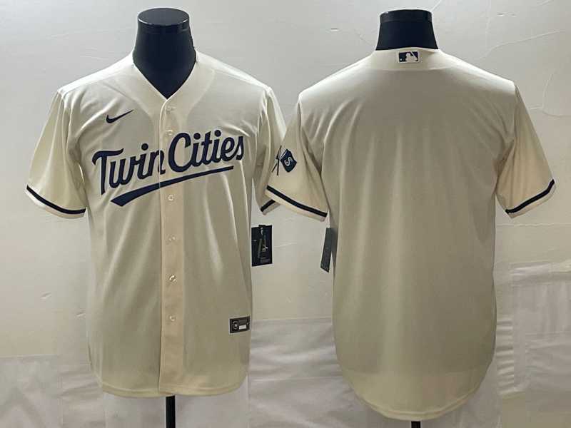 Mens Minnesota Twins Blank Cream Cool Base Stitched Baseball Jersey